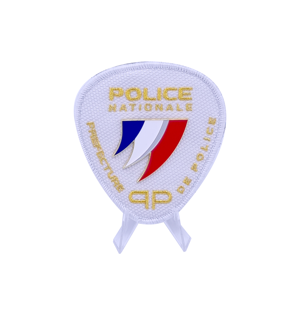 écusson iron patch préfecture de police blanc